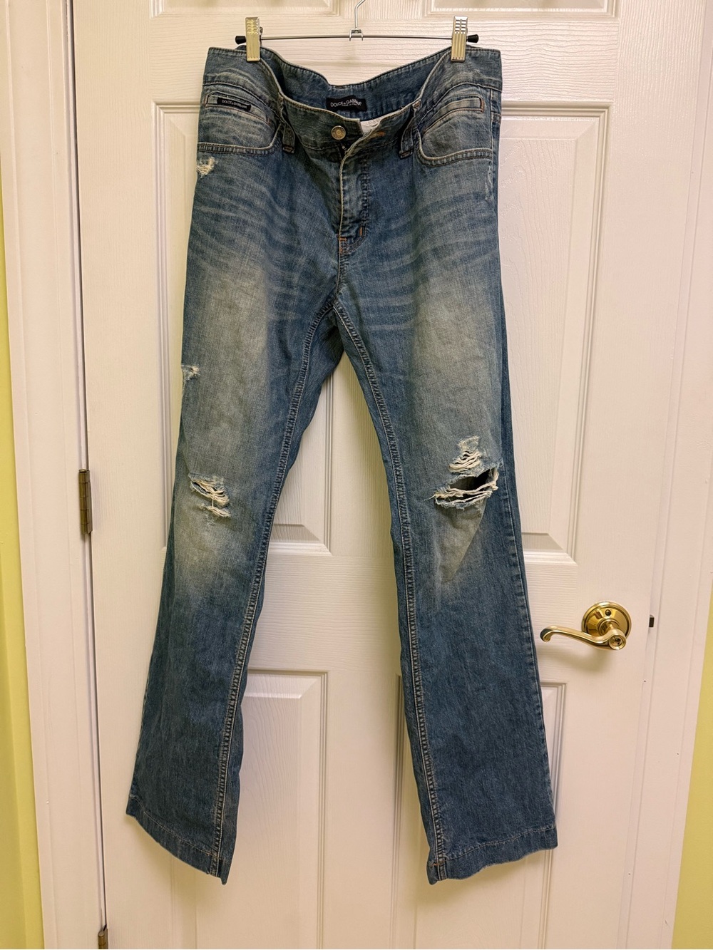 Dolce & Gabbana Men's Blue Distressed  straight leg Jeans
